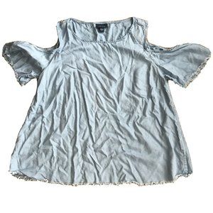 J Jill Chambray Cut Out Shoulder Top
